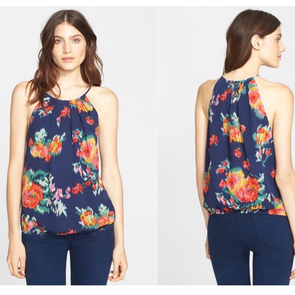 Joie Tops - Joie Anatesa B dark navy floral silk top size S